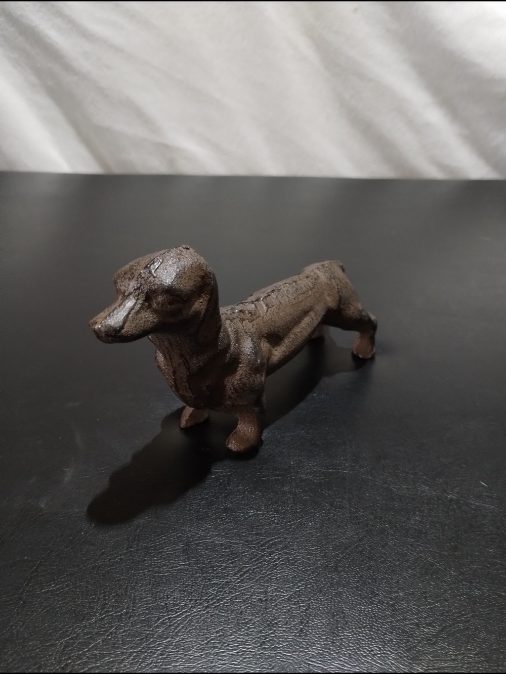Vintage Cast Iron Dachshund Figurine - Brown